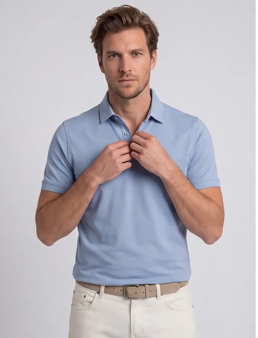 Poloshirt Portofino lichtblauw extra lang