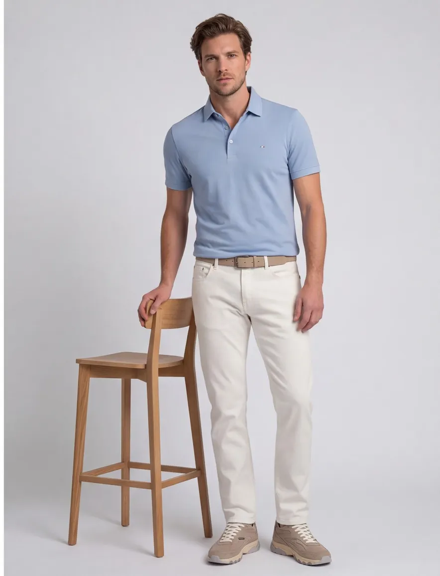 Portofino polo blauw extra lange fit