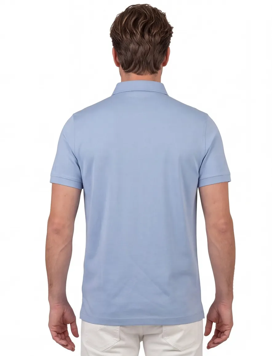 3-knoops extra long fit Portofino polo lichtblauw