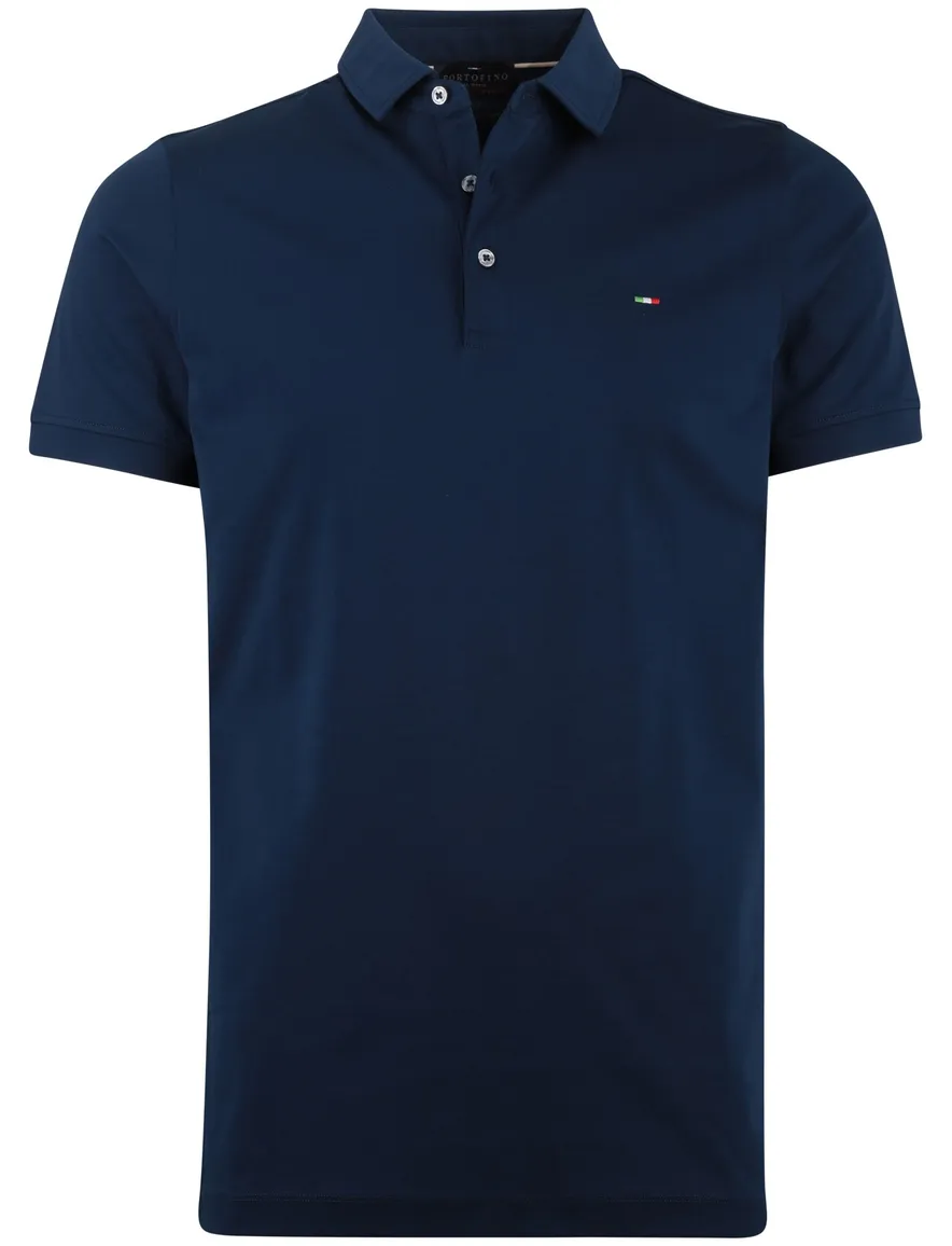 3-knoops extra long fit Portofino polo donkerblauw