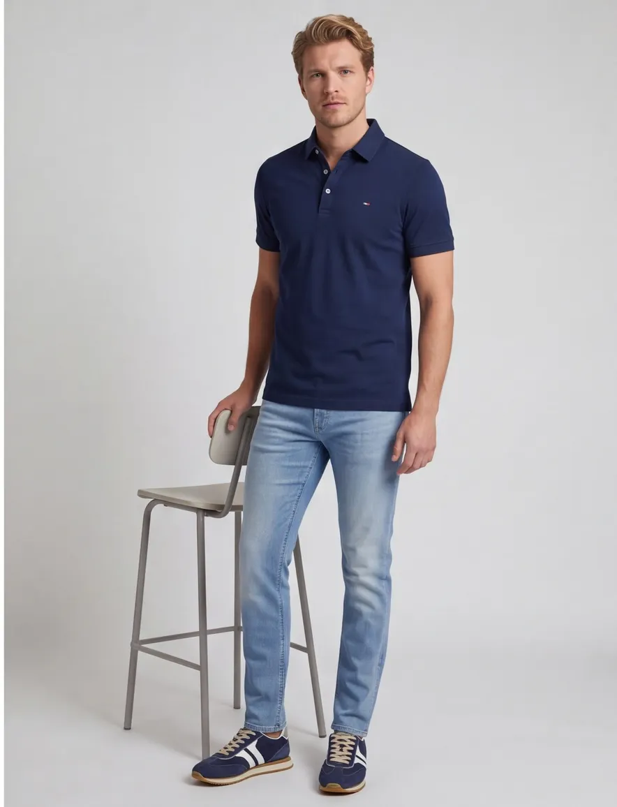 Portofino polo donkerblauw extra lange fit