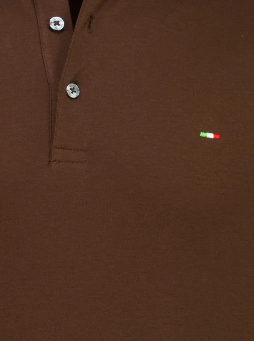 Portofino poloshirt bruin korte mouw extra lang