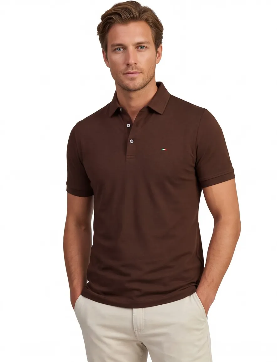 Bruin polo Portofino extra lang 3 knoops