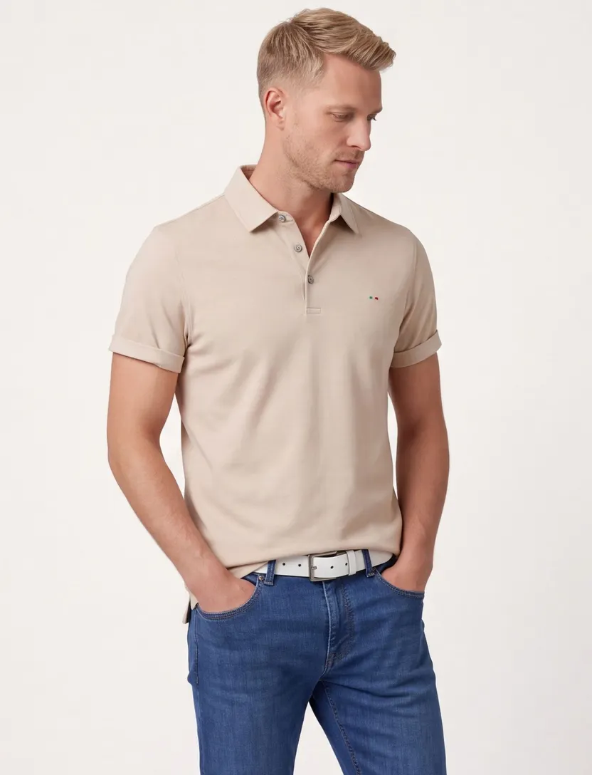 Poloshirt Portofino beige extra lang