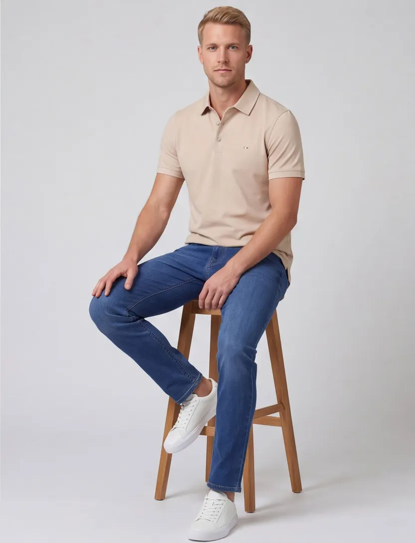 Poloshirt Portofino beige extra lang