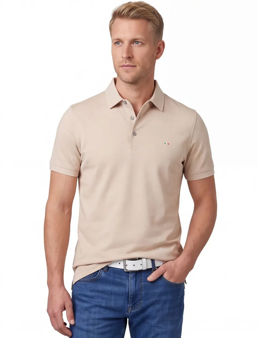 Poloshirt Portofino beige extra lang