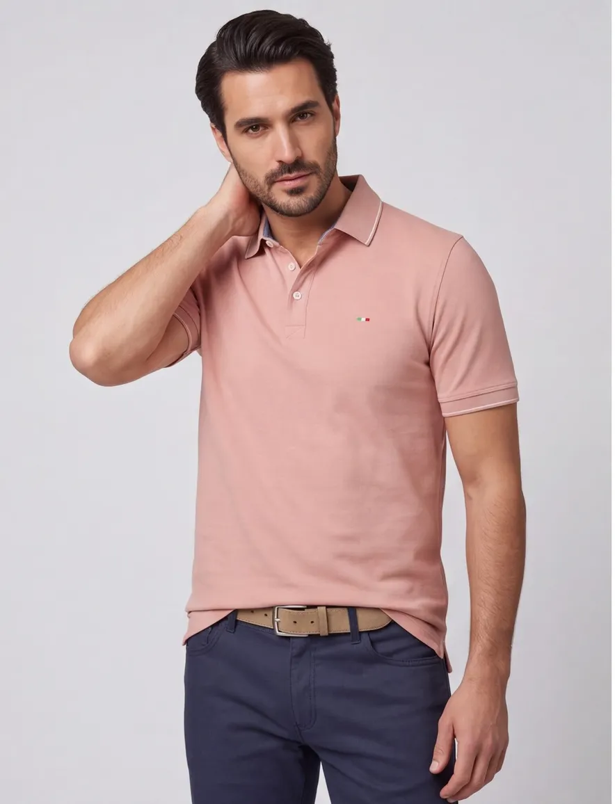 Roze polo Portofino 3 knoopjes