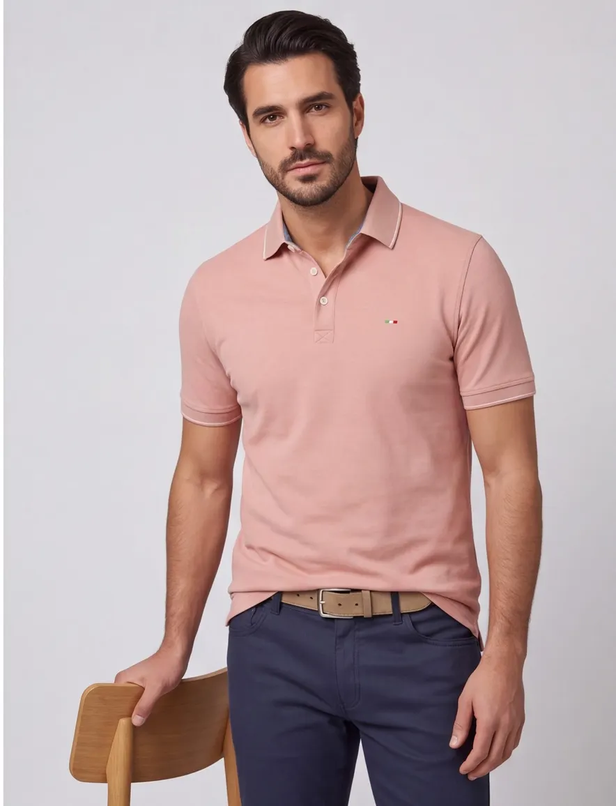 Roze polo Portofino 3 knoopjes
