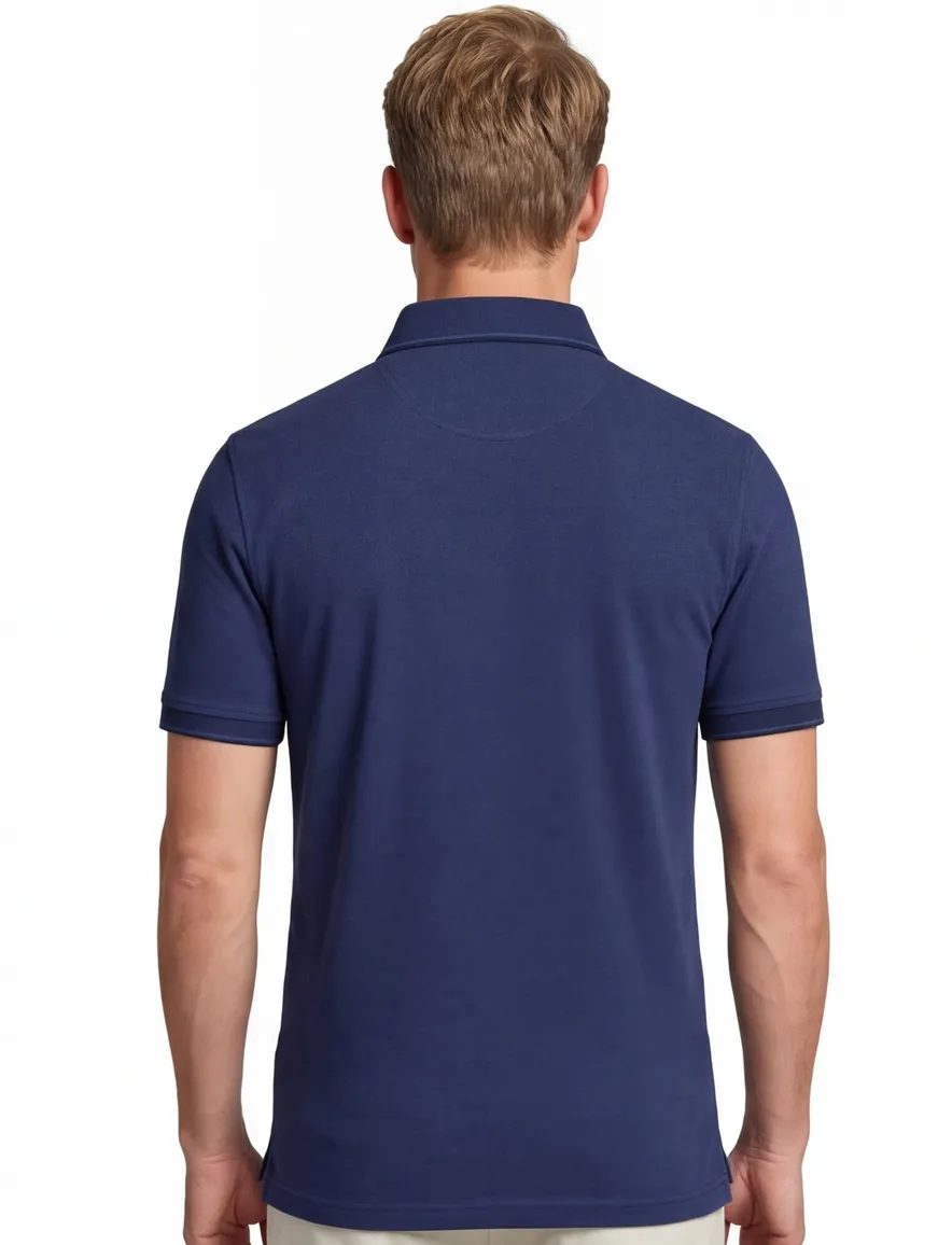 Donkerblauwe poloshirt Portofino 3 knoops pique