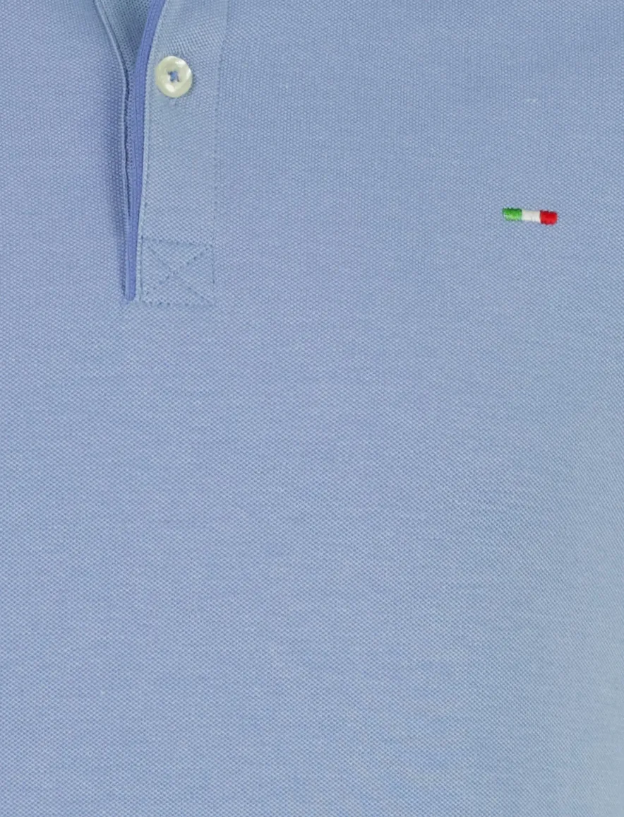 Portofino poloshirt lichtblauw 3 knoopjes korte mouw