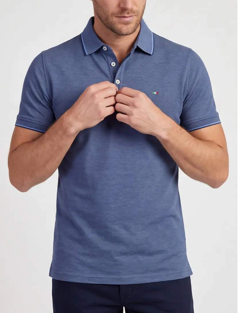 Poloshirt Portofino blauw pique normale fit