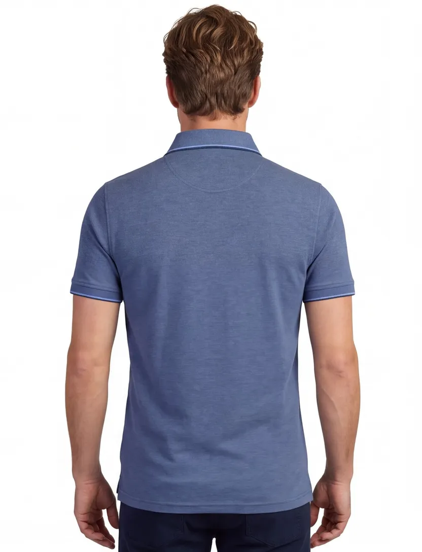 Poloshirt Portofino blauw pique normale fit