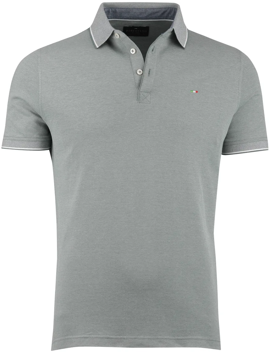 Polo groen 3-knopen korte mouw Portofino effen