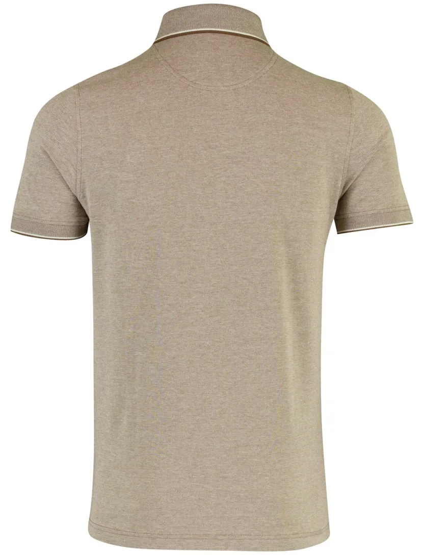 Bruine polo Portofino pique korte mouwen