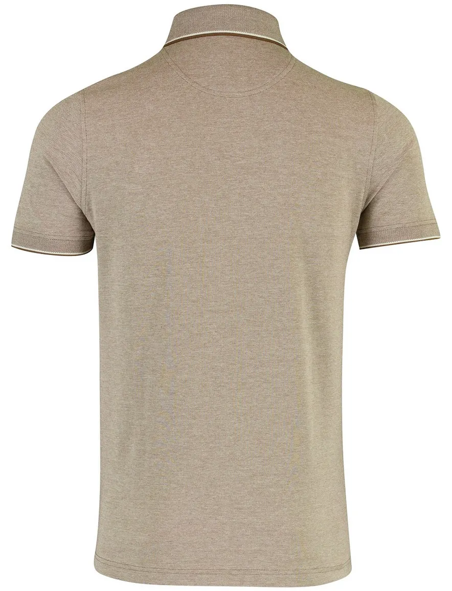 Portofino poloshirt 3 knoops sluiting bruin pique