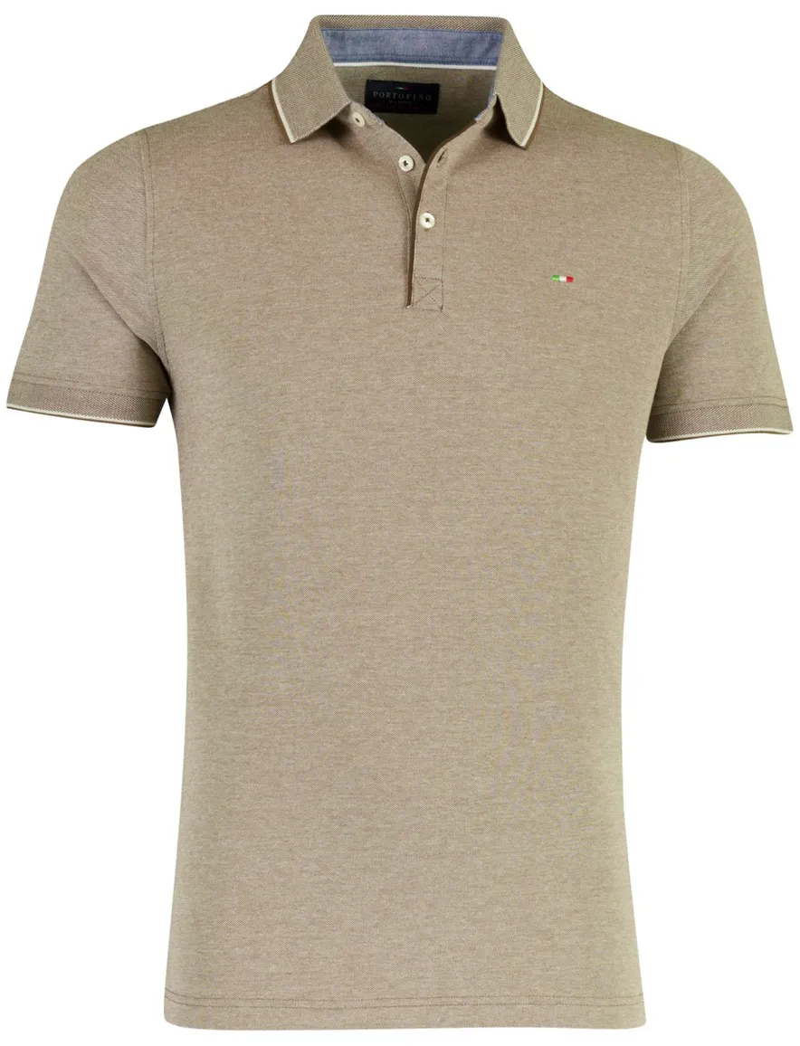 Portofino poloshirt korte mouwen bruin pique