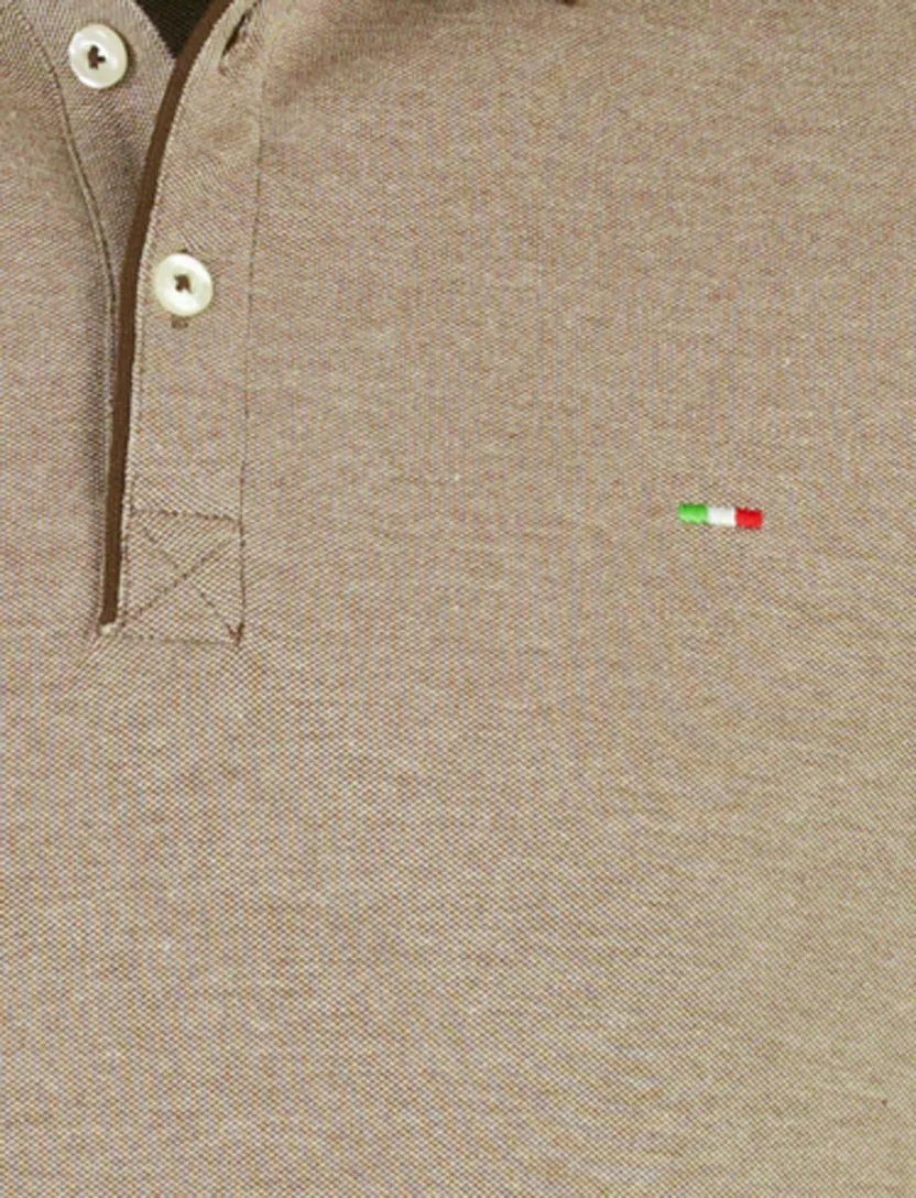 Bruine polo Portofino pique korte mouwen