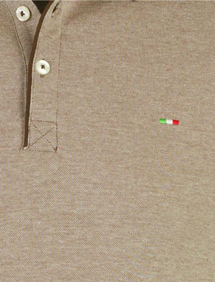 Portofino poloshirt 3 knoops sluiting bruin pique