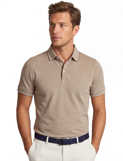 Portofino Bruine polo Portofino pique korte mouwen