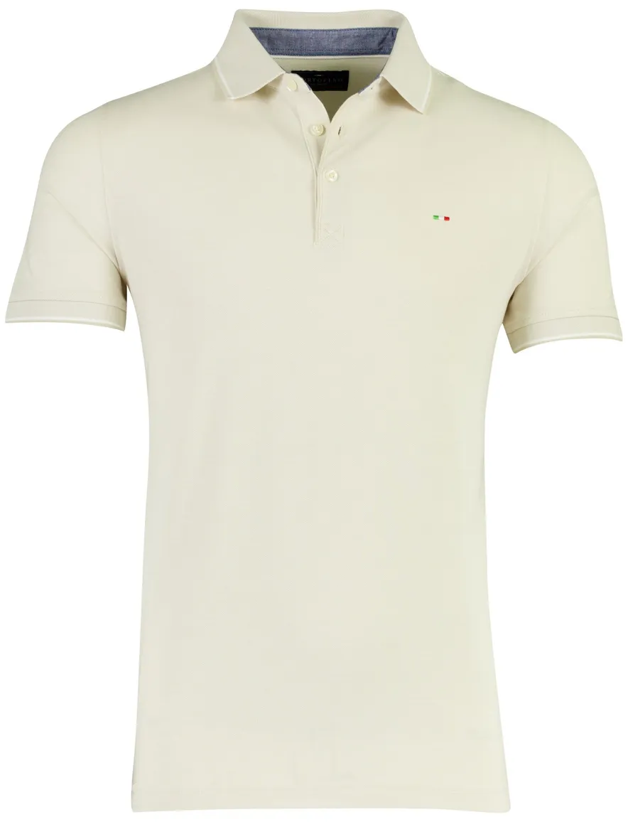 Portofino polo creme 3-knoops korte mouw