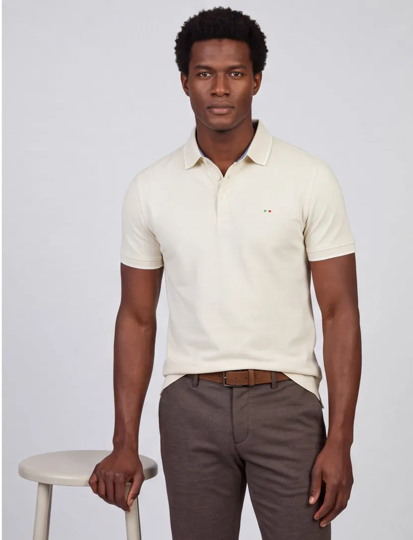 Poloshirt Portofino creme pique normale fit
