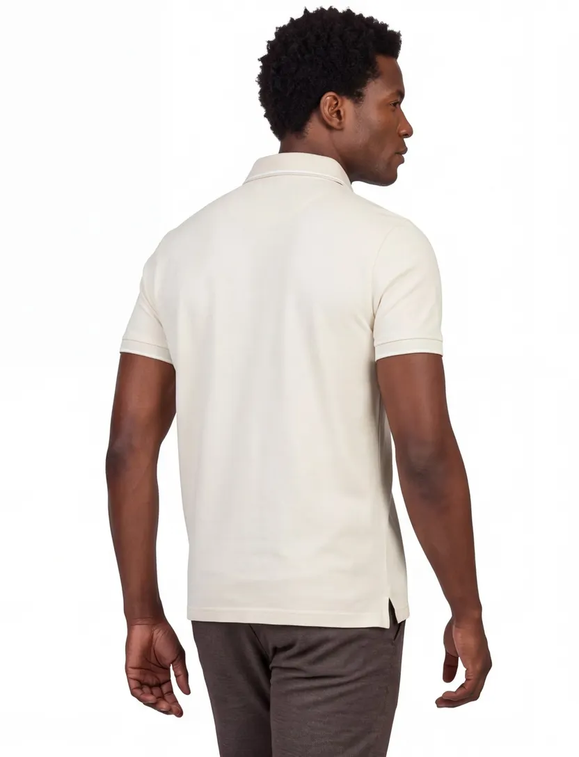Poloshirt Portofino creme pique normale fit