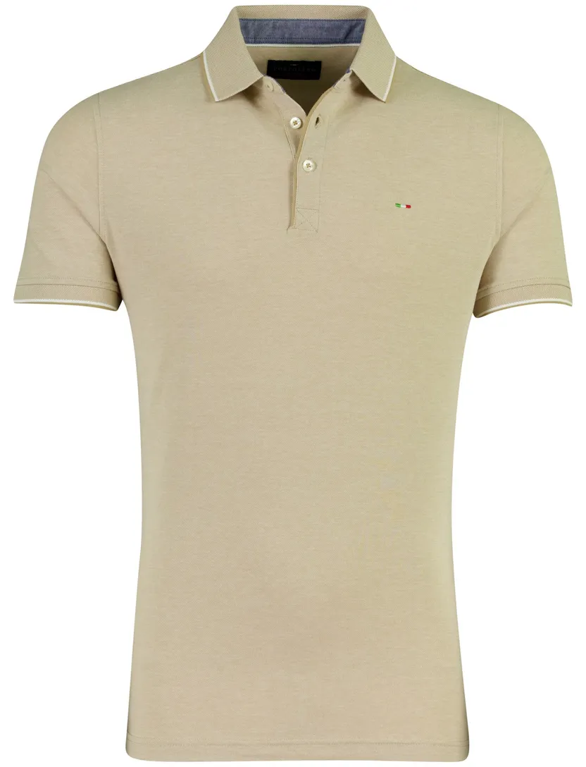 Poloshirt Portofino beige pique normale fit korte mouw