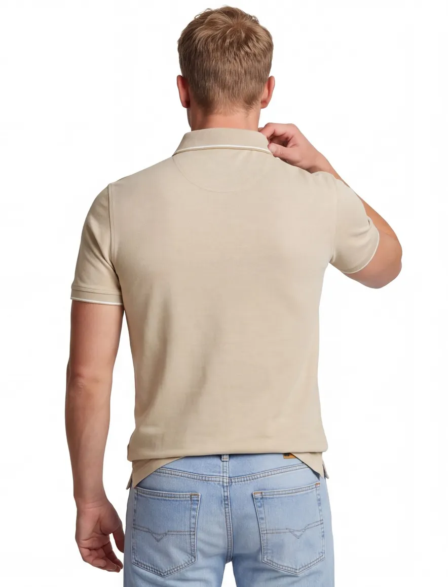 Beige Portofino polo pique normale fit 3 knopen
