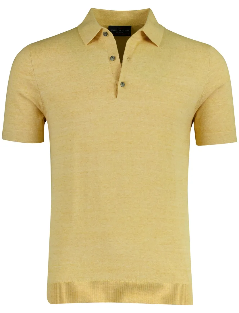 Poloshirt Portofino geel gemêleerd katoen wijde fit