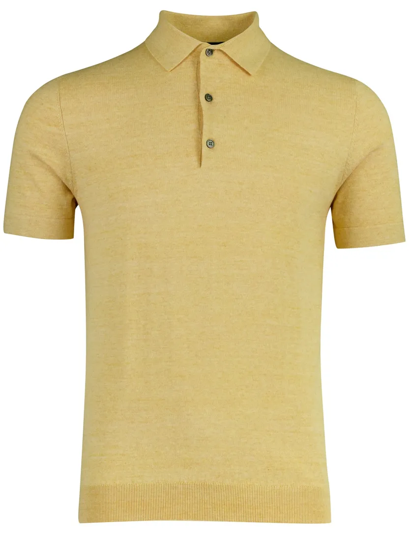 Poloshirt Portofino geel gemêleerd katoen wijde fit