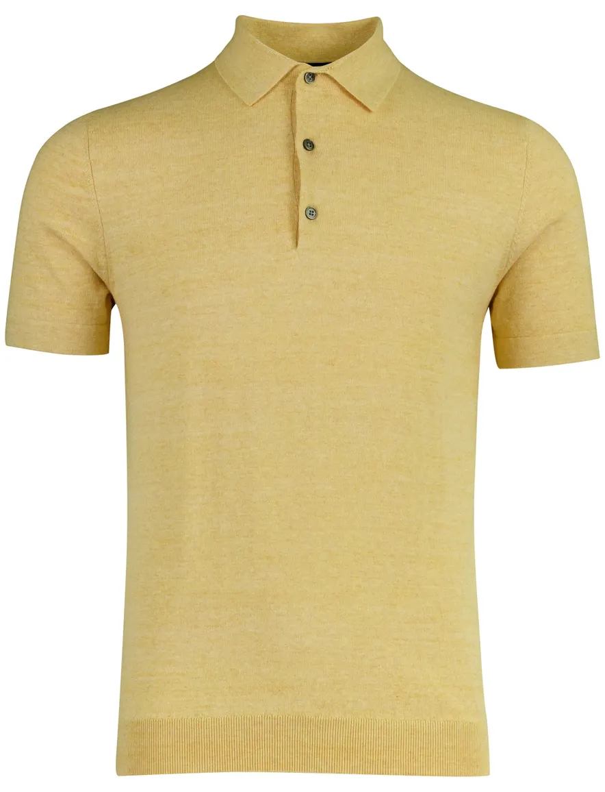 Portofino polo geel knitted 3 knoops