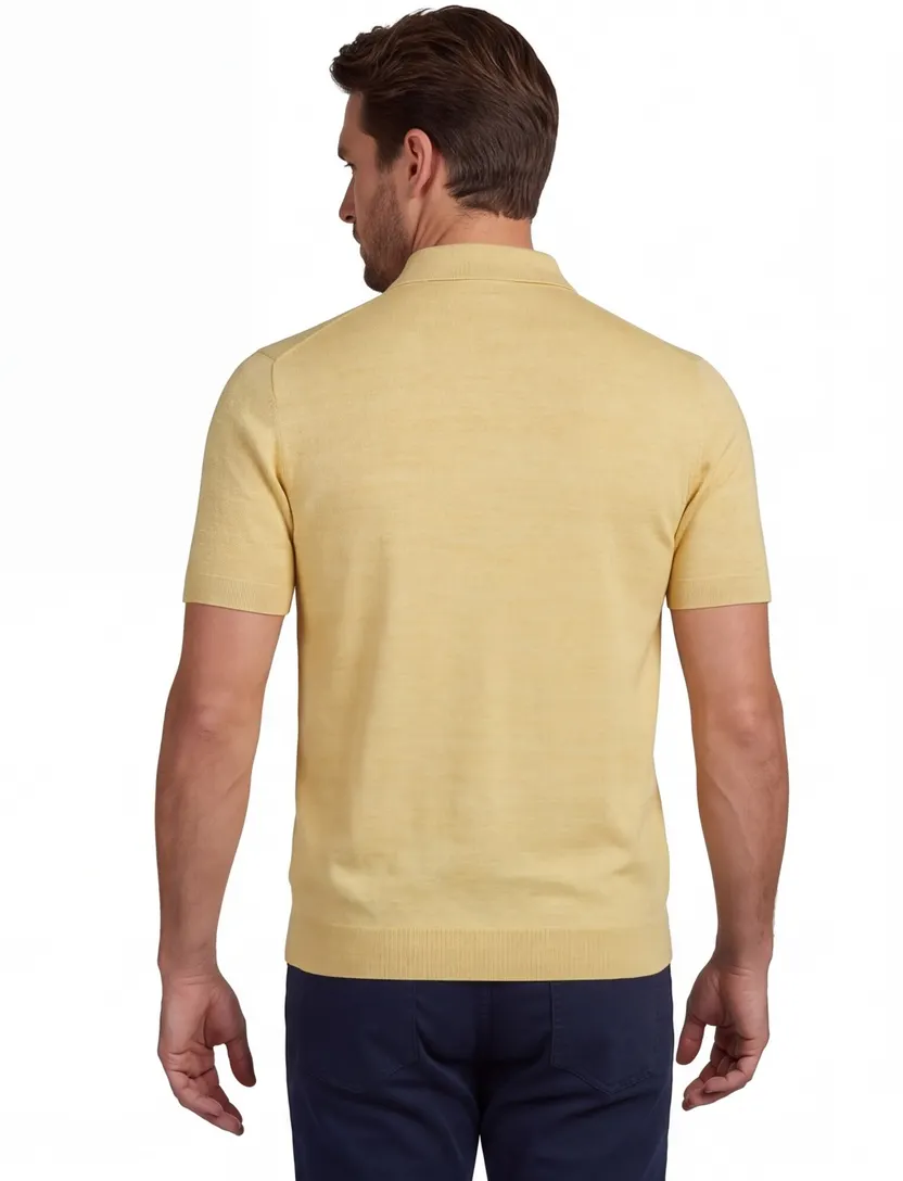 Poloshirt Portofino geel gemêleerd katoen wijde fit