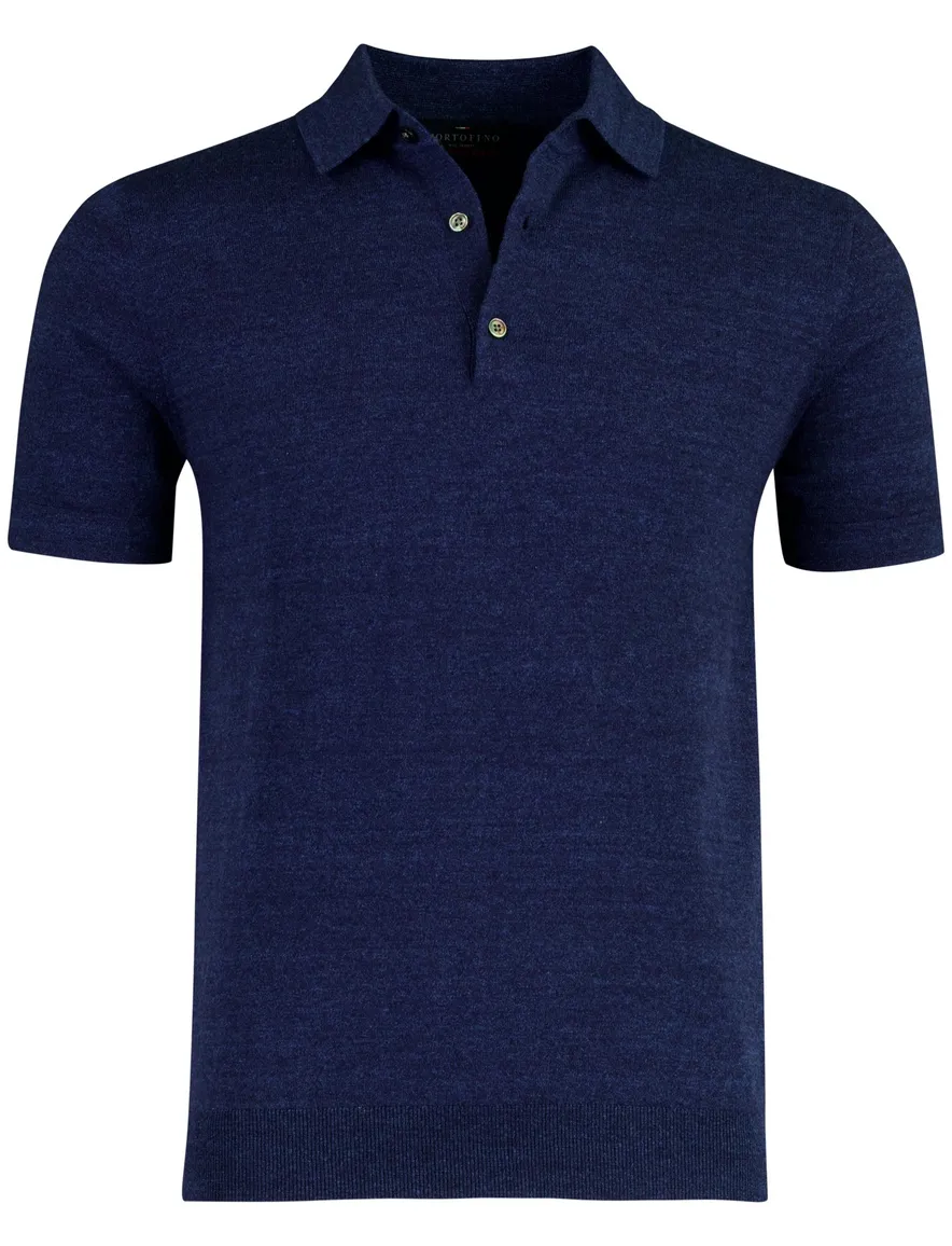 Portofino poloshirt donkerblauw gemêleerd wijde fit