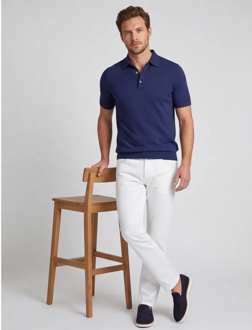 Portofino polo donkerblauw 3 knoops