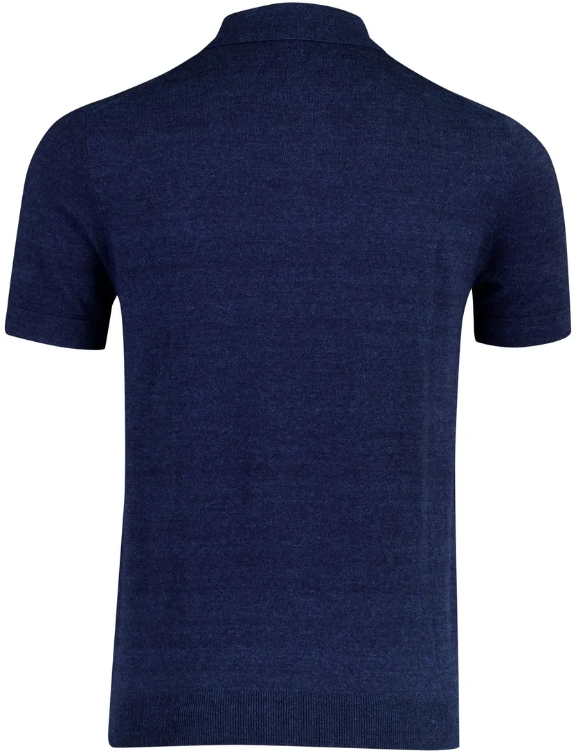Portofino poloshirt donkerblauw gemêleerd wijde fit katoen