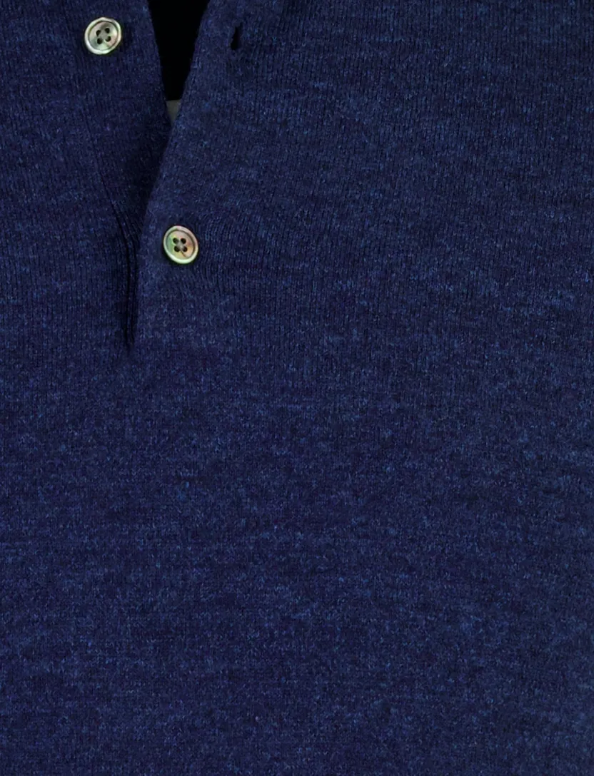 Portofino poloshirt donkerblauw gemêleerd wijde fit katoen