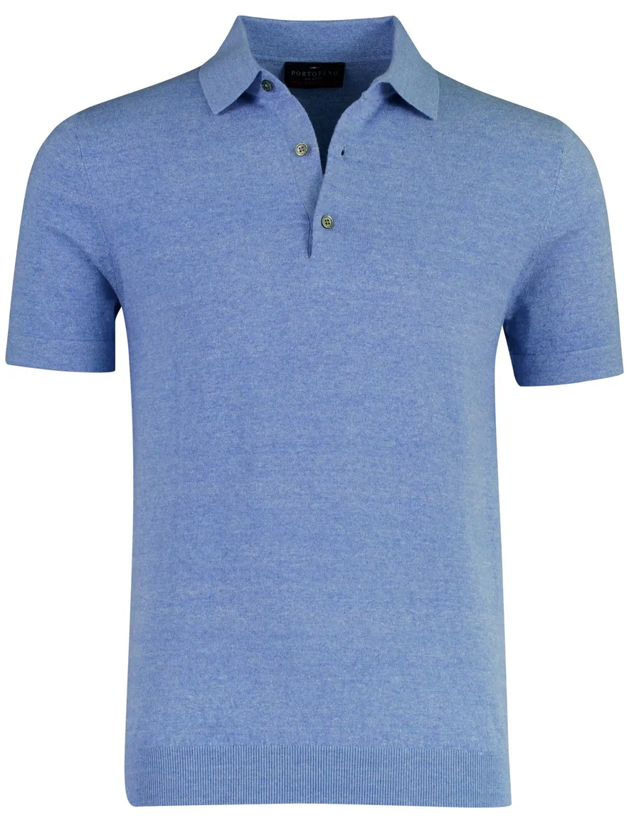 Portofino polo lichtblauw knitted 3 knoops