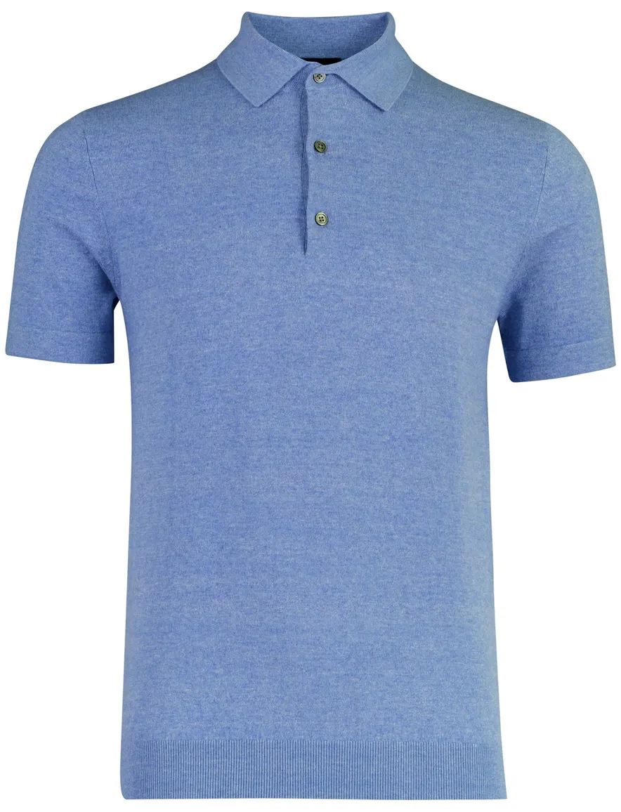 Portofino polo lichtblauw knitted 3 knoops