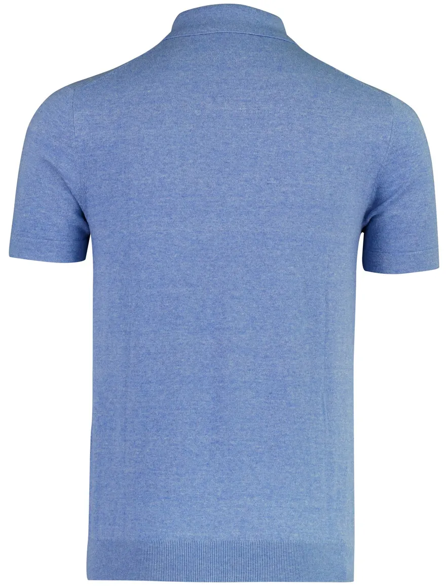 Portofino polo lichtblauw knitted 3 knoops