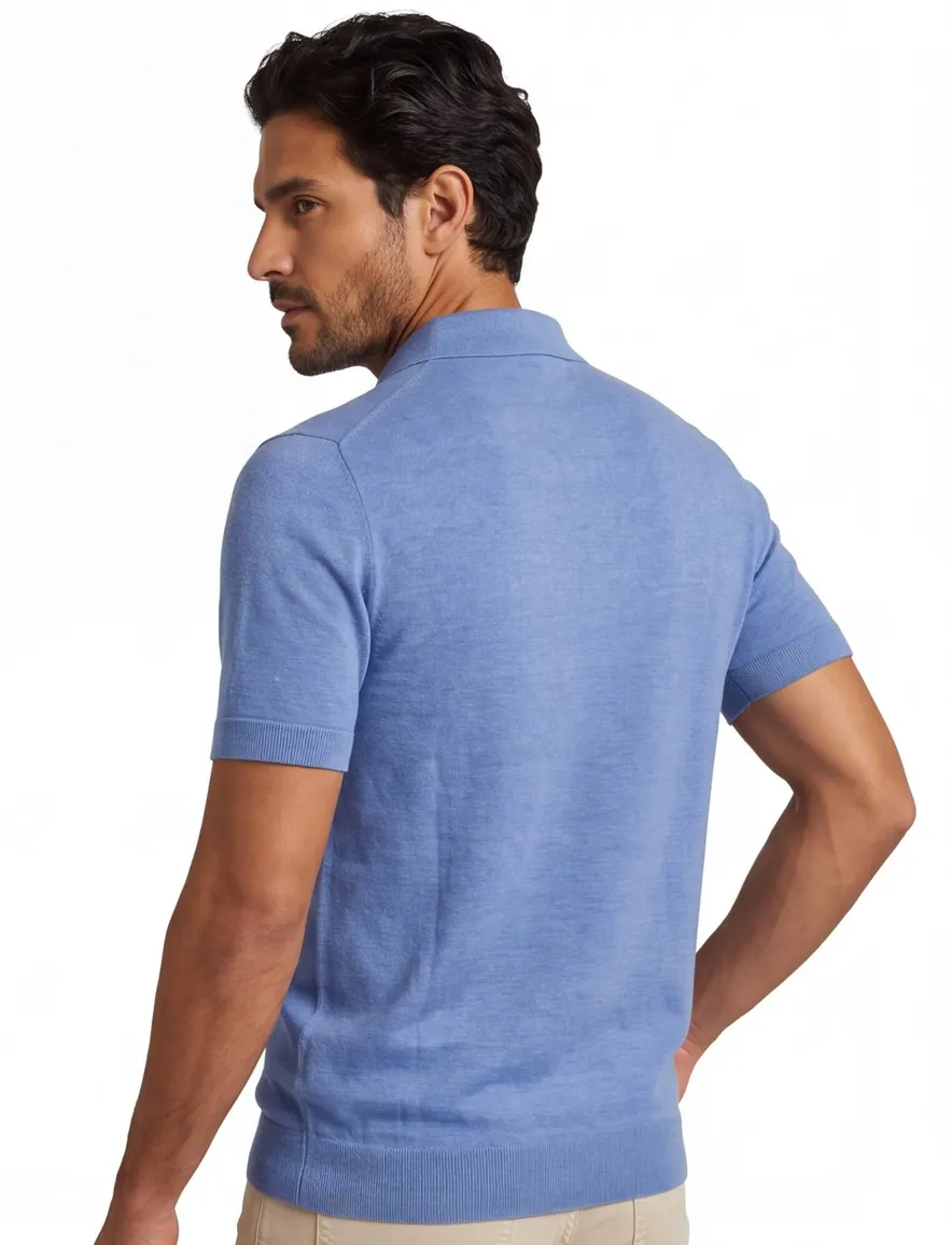 Poloshirt Portofino lichtblauw gemêleerd wijde fit