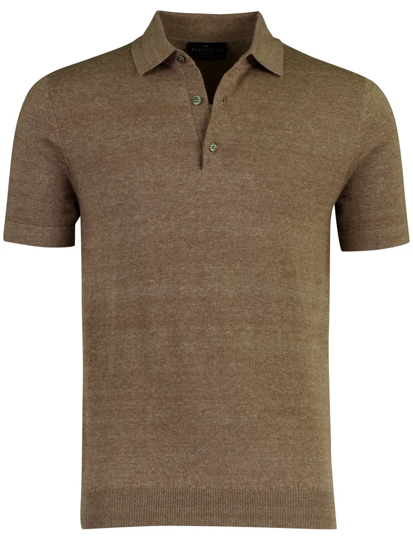 Poloshirt Portofino bruin gemêleerd katoen