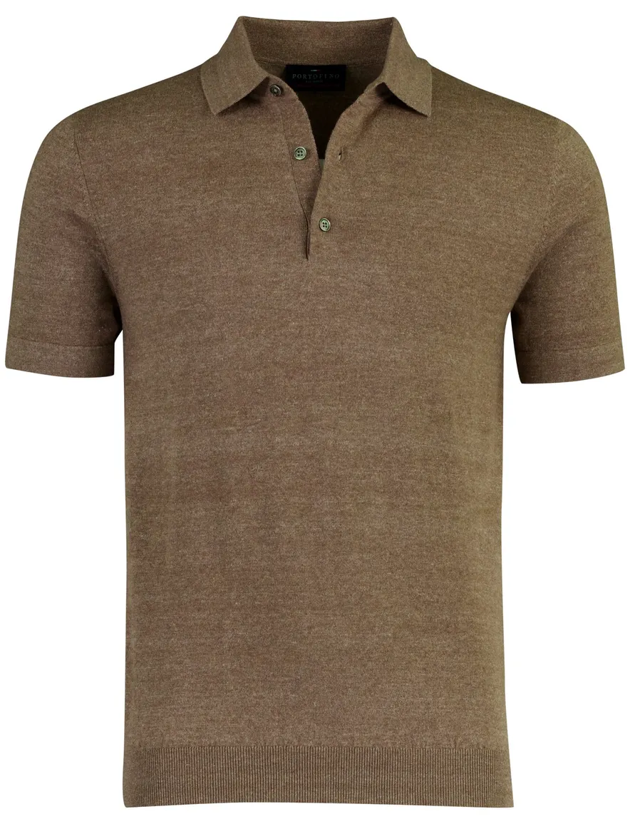 Portofino polo bruin knitted 3 knoops