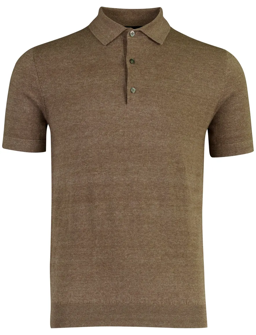 Portofino polo bruin knitted 3 knoops