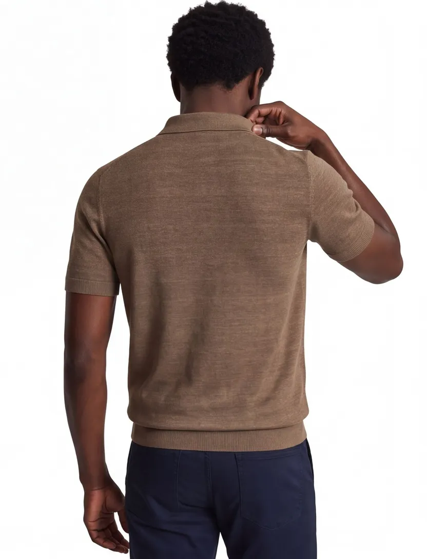 Poloshirt Portofino bruin gemêleerd katoen