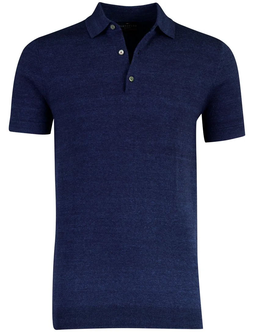 Poloshirt Portofino donkerblauw gemêleerd katoen