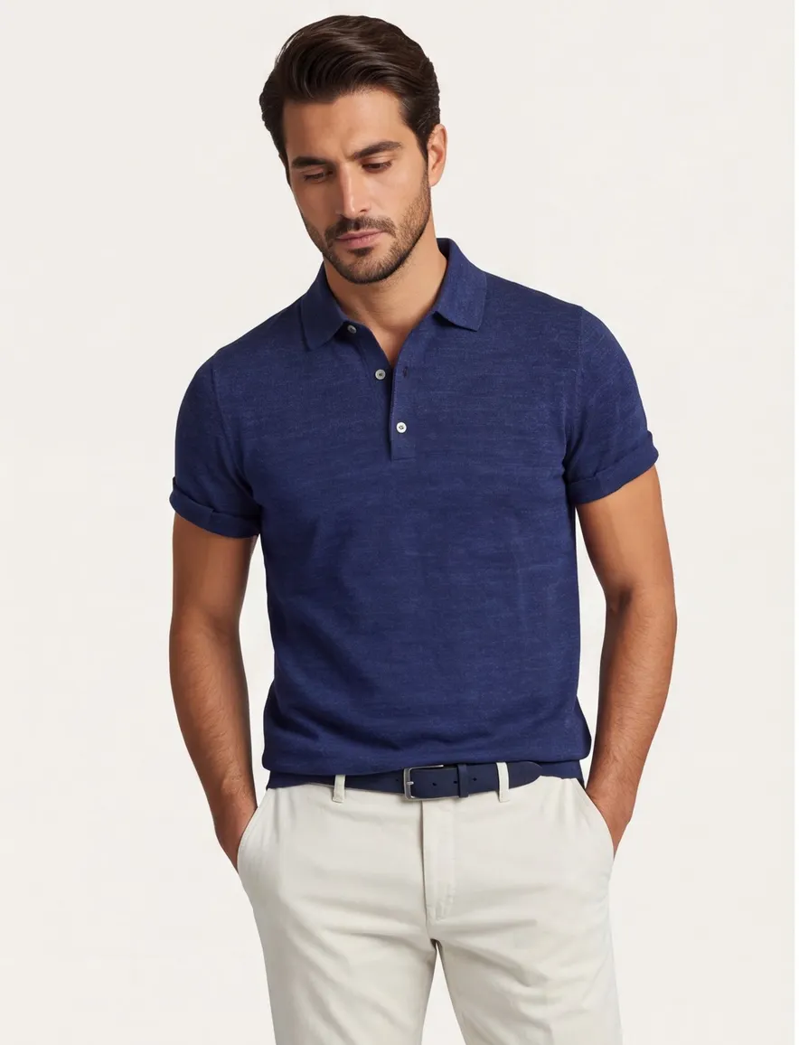 Portofino polo extra lang donkerblauw