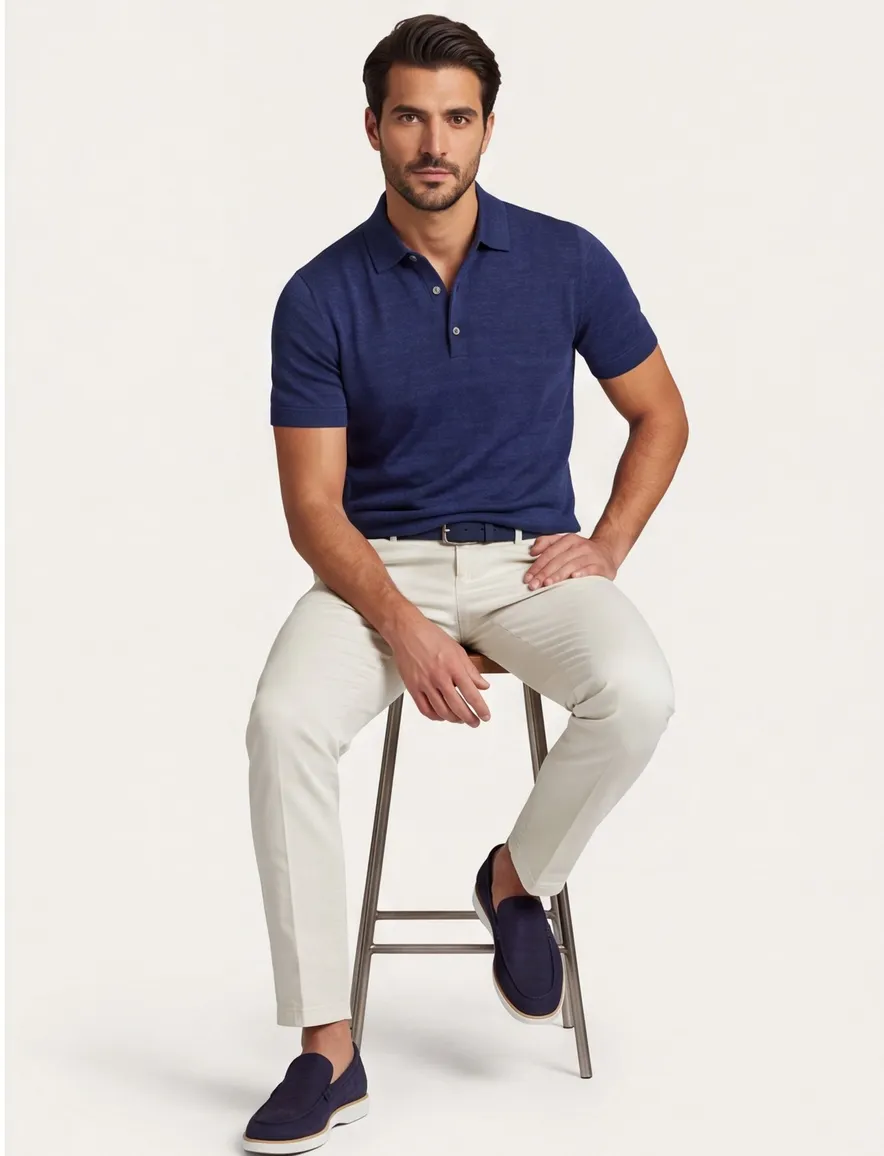 Portofino polo extra lang donkerblauw