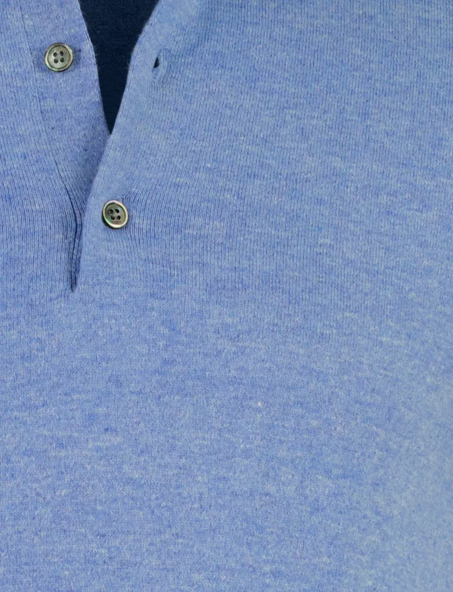 Portofino poloshirt lichtblauw gemêleerd katoen wijde fit