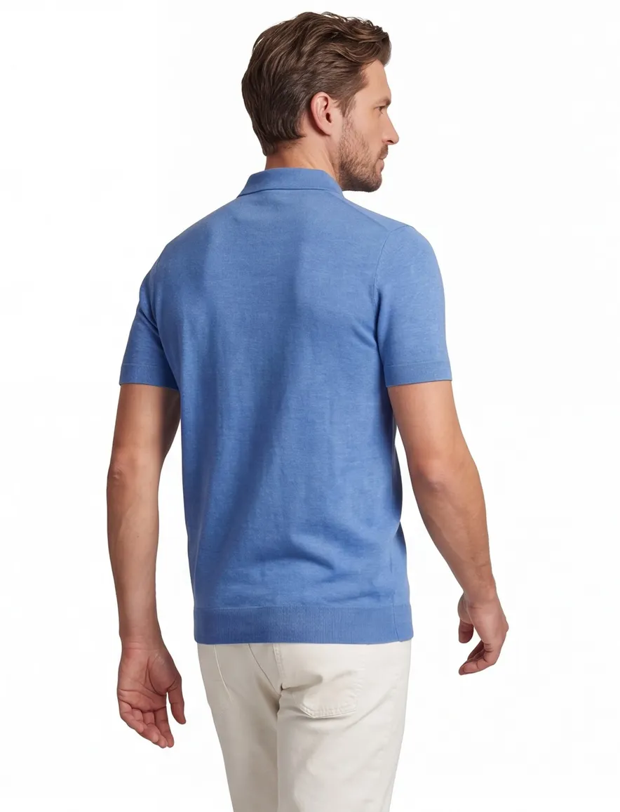 Poloshirt Portofino blauw gemêleerd wijde fit