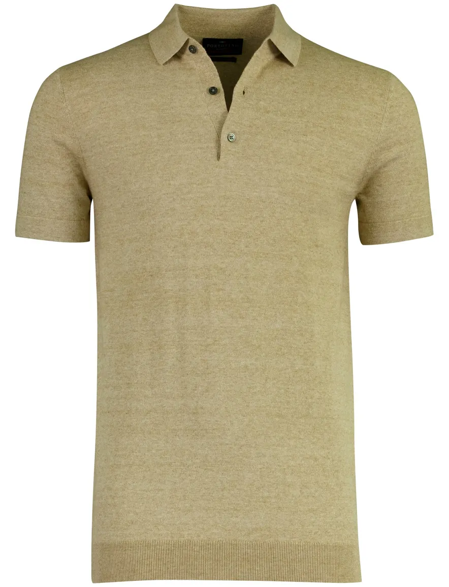 Portofino polo extra lang beige 3 knoops